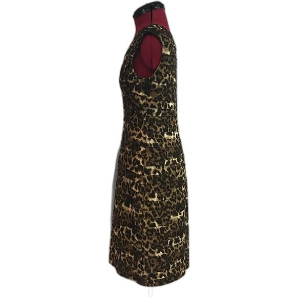 Adrianna Papell Sheath Midi Dress Size10 Gold & Black Animal Print Sleeveless - Picture 3 of 9
